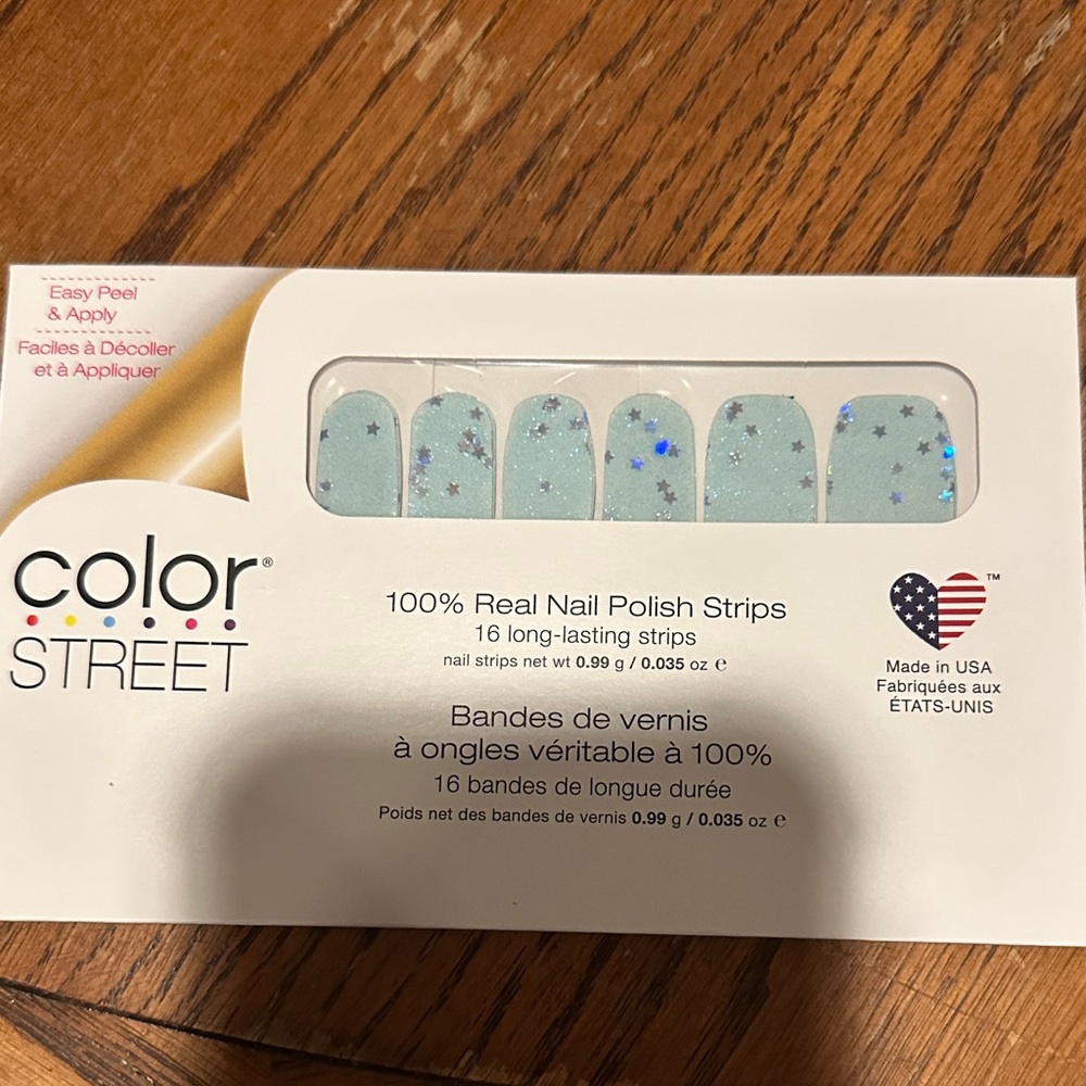 Color Street Sky Blue Nail Strips with Silver Stars